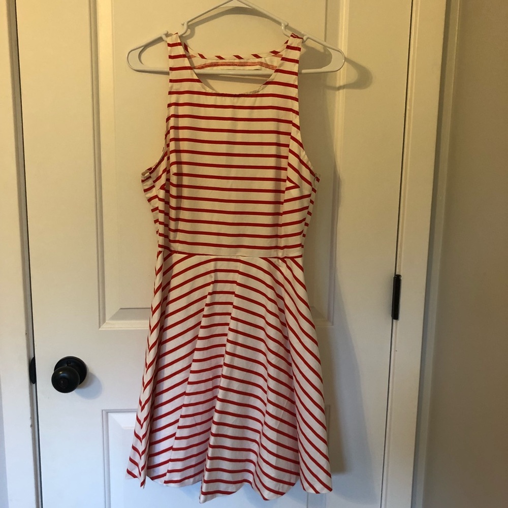 Red and white stripe B.B. Dakota dress